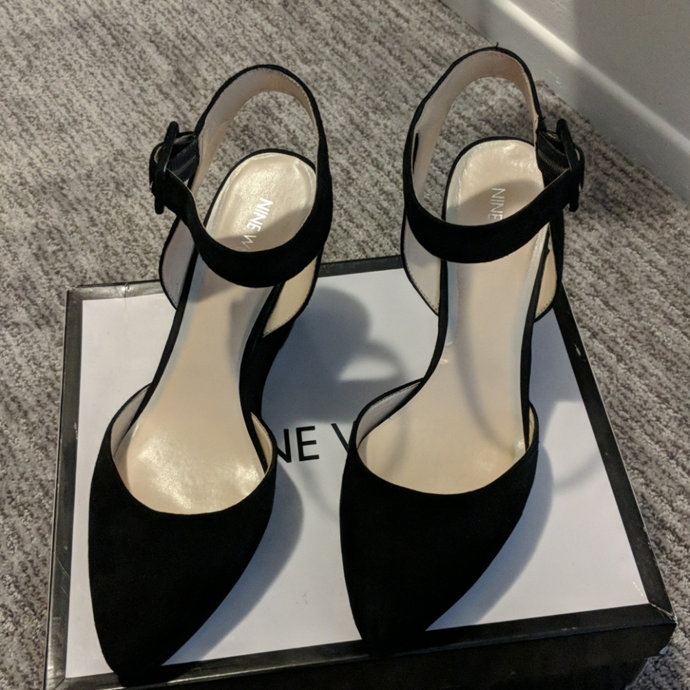 Nine West Suede Closed Toe Strapped Shoe Wedge